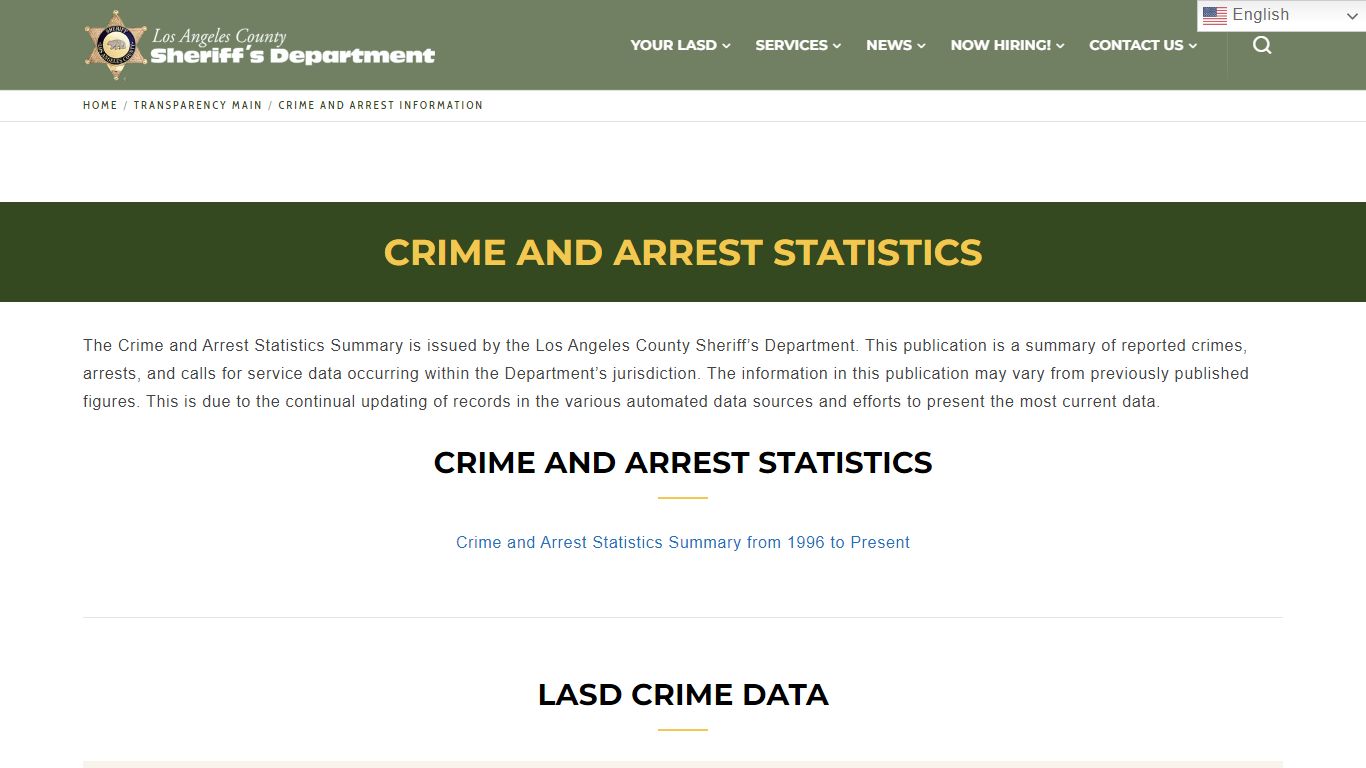 Crime and Arrest Information - Los Angeles County Sheriff's Department